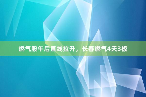 燃气股午后直线拉升，长春燃气4天3板