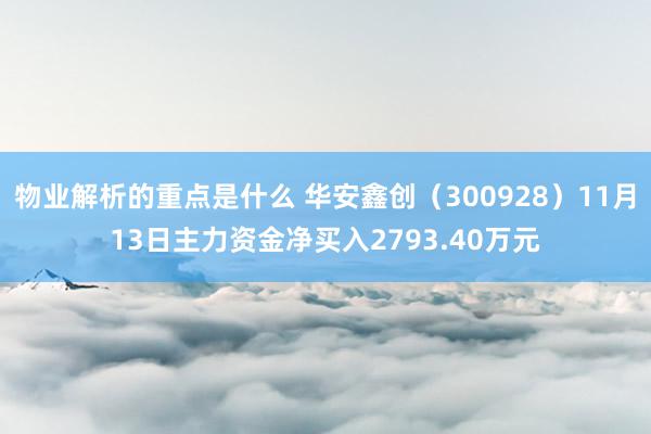 物业解析的重点是什么 华安鑫创（300928）11月13日主力资金净买入2793.40万元