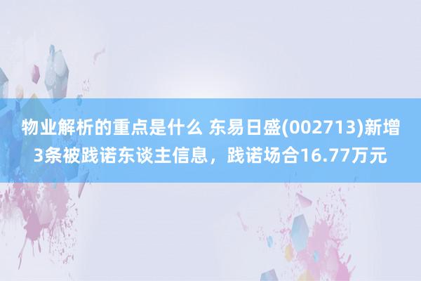 物业解析的重点是什么 东易日盛(002713)新增3条被践诺东谈主信息，践诺场合16.77万元