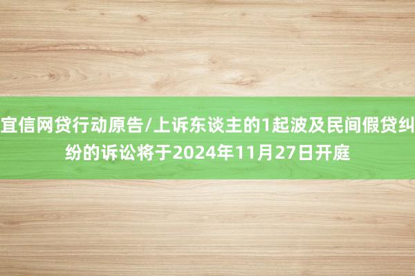 宜信网贷行动原告/上诉东谈主的1起波及民间假贷纠纷的诉讼将于2024年11月27日开庭