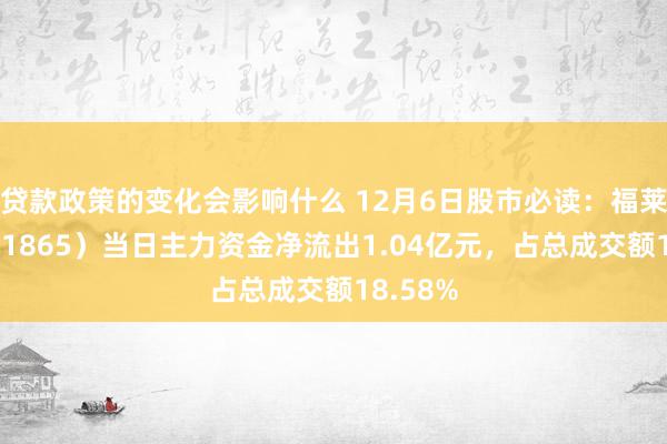 贷款政策的变化会影响什么 12月6日股市必读：福莱特（601865）当日主力资金净流出1.04亿元，占总成交额18.58%