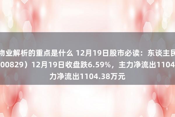 物业解析的重点是什么 12月19日股市必读：东谈主民同泰（600829）12月19日收盘跌6.59%，主力净流出1104.38万元