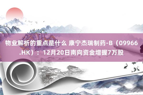 物业解析的重点是什么 康宁杰瑞制药-B（09966.HK）：12月20日南向资金增握7万股