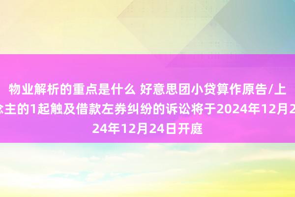 物业解析的重点是什么 好意思团小贷算作原告/上诉东说念主的1起触及借款左券纠纷的诉讼将于2024年12月24日开庭