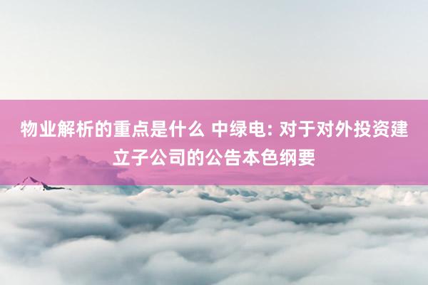 物业解析的重点是什么 中绿电: 对于对外投资建立子公司的公告本色纲要