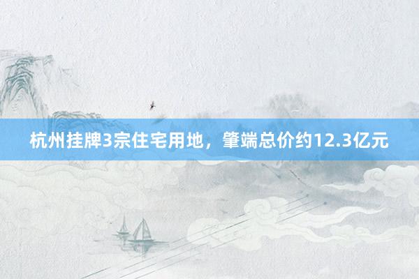 杭州挂牌3宗住宅用地，肇端总价约12.3亿元