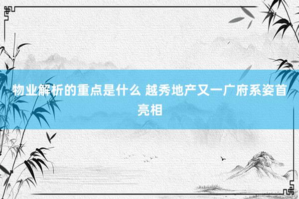 物业解析的重点是什么 越秀地产又一广府系姿首亮相