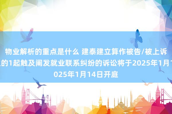 物业解析的重点是什么 建泰建立算作被告/被上诉东说念主的1起触及阐发就业联系纠纷的诉讼将于2025年1月14日开庭