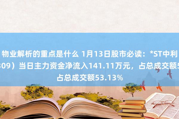 物业解析的重点是什么 1月13日股市必读：*ST中利（002309）当日主力资金净流入141.11万元，占总成交额53.13%