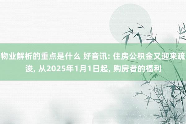 物业解析的重点是什么 好音讯: 住房公积金又迎来疏浚, 从2025年1月1日起, 购房者的福利