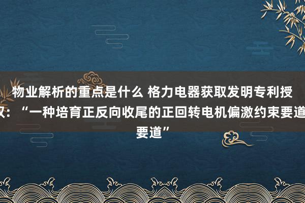 物业解析的重点是什么 格力电器获取发明专利授权：“一种培育正反向收尾的正回转电机偏激约束要道”