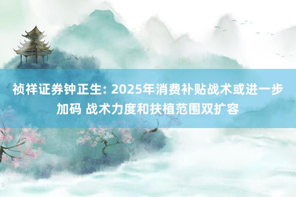 祯祥证券钟正生: 2025年消费补贴战术或进一步加码 战术力度和扶植范围双扩容