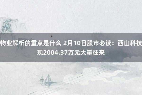 物业解析的重点是什么 2月10日股市必读：西山科技现2004.37万元大量往来