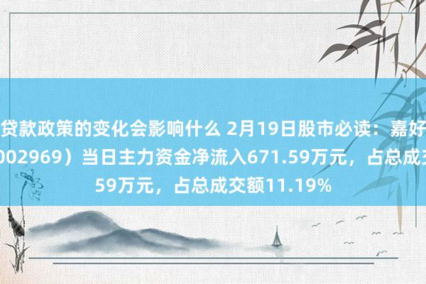 贷款政策的变化会影响什么 2月19日股市必读：嘉好意思包装（002969）当日主力资金净流入671.59万元，占总成交额11.19%