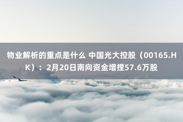 物业解析的重点是什么 中国光大控股（00165.HK）：2月20日南向资金增捏57.6万股