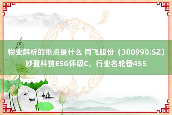 物业解析的重点是什么 同飞股份（300990.SZ）妙盈科技ESG评级C，行业名轮番455