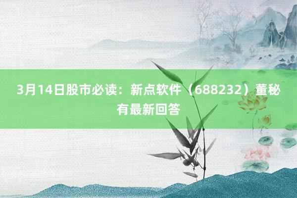 3月14日股市必读：新点软件（688232）董秘有最新回答